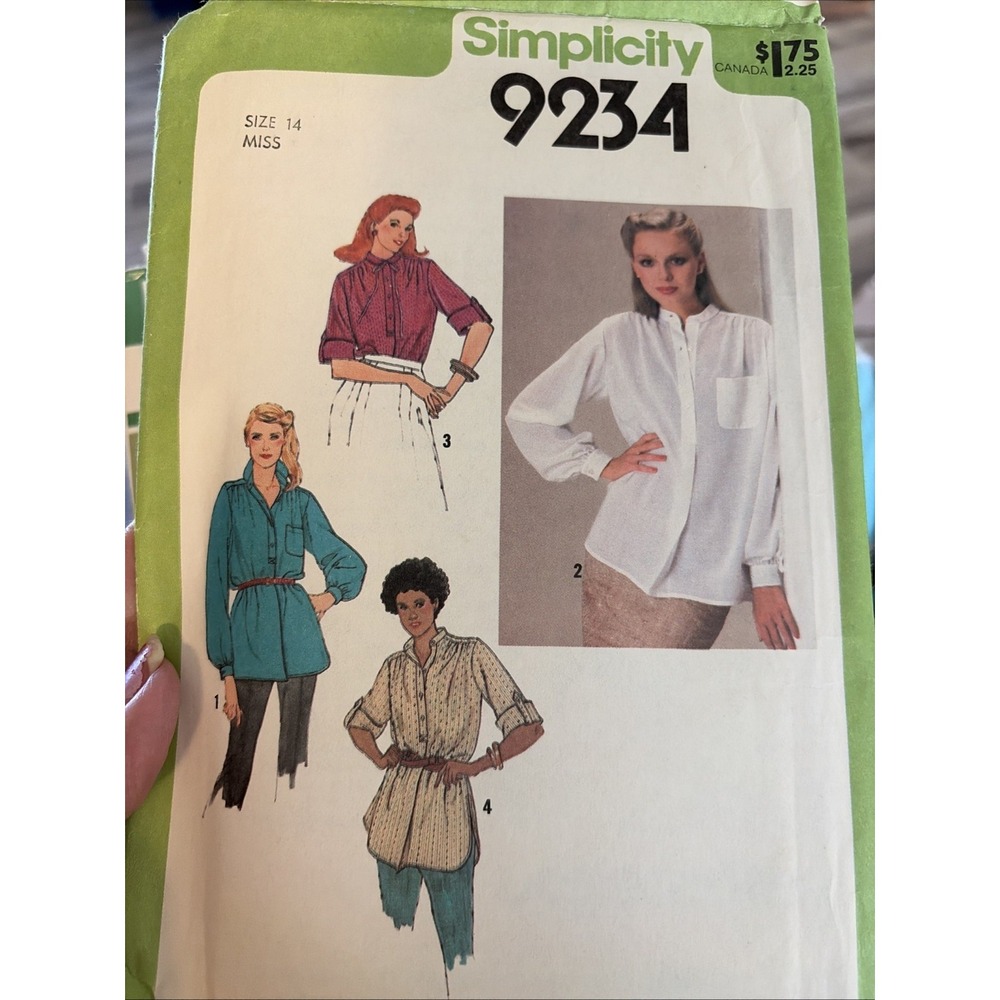 Simplicity 9234 Misses Pullover Tunic Shirt Vintage Sewing Pattern Size 14 Uncut